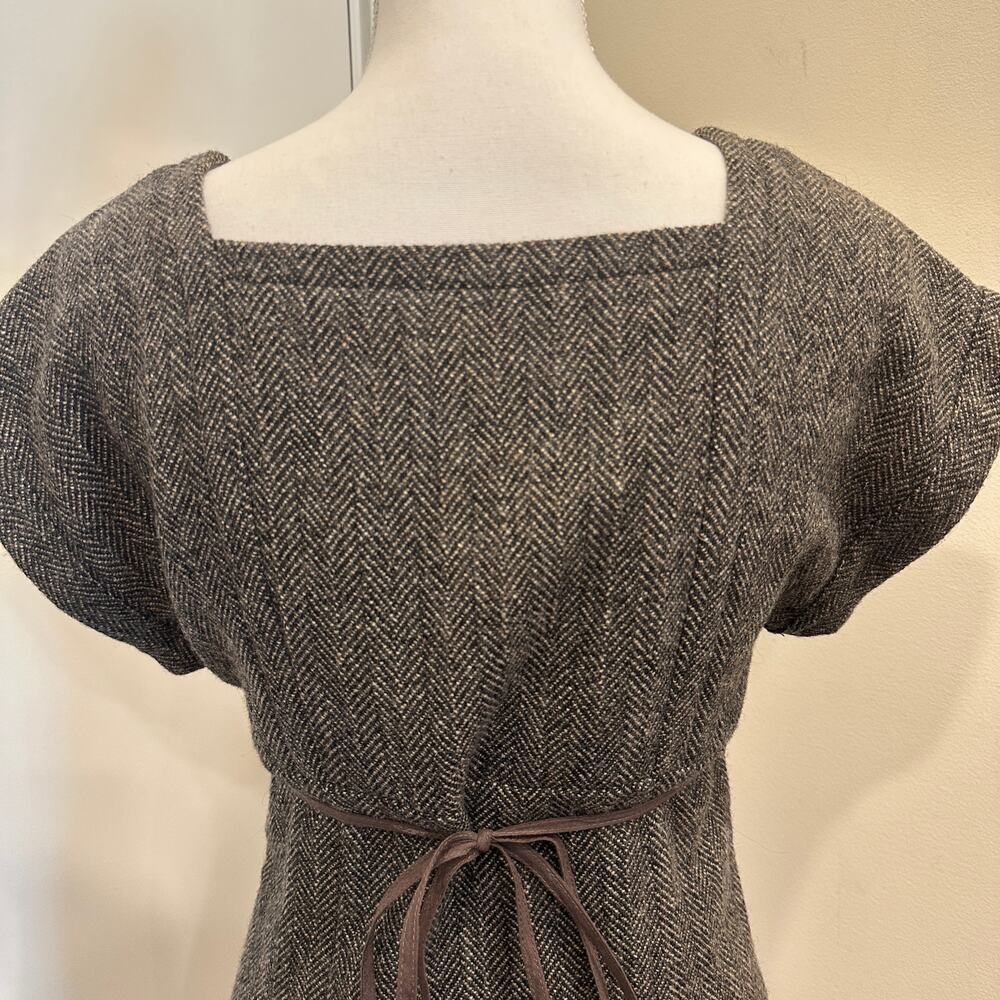 VTG Paul & Joe Brown Tweed Wool Blend Shift Dress Size Small Heritage Preppy - Picture 6 of 9